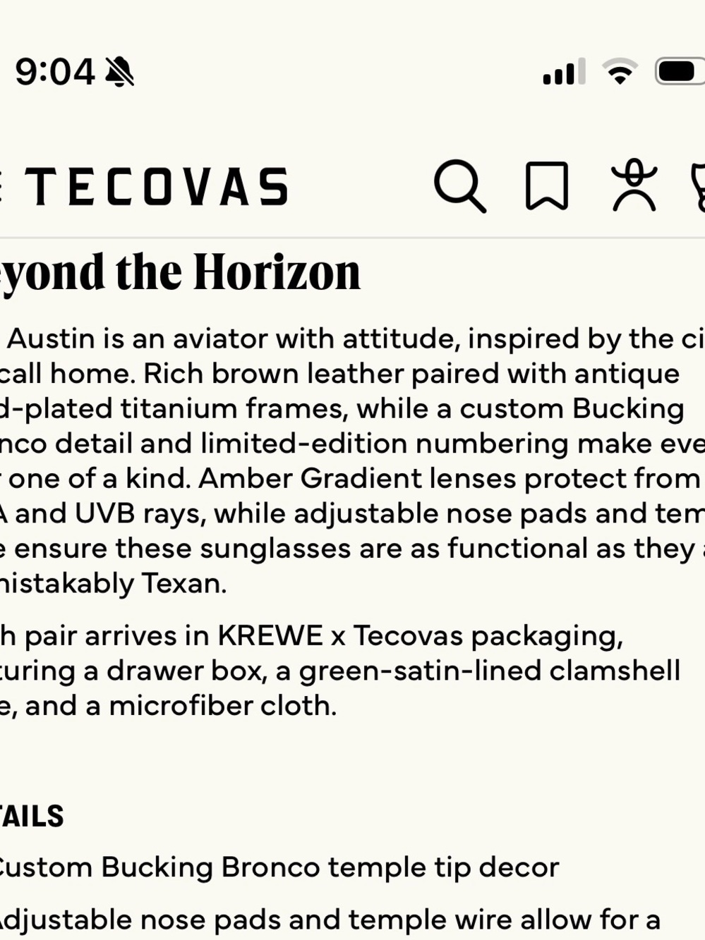 KREWE x Tecovas Austin Brown Gradient Square Aviator Sunglasses NEW - Picture 2 of 10